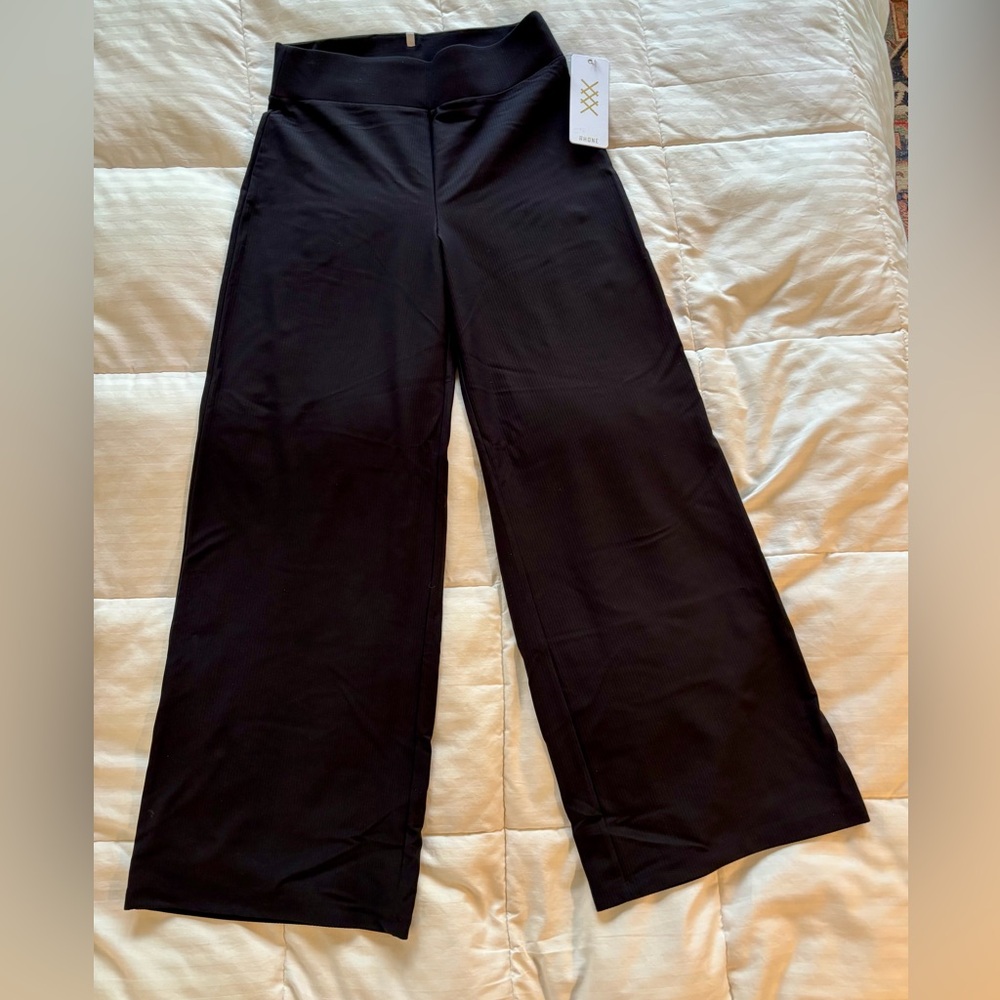 Rhône Women's Small Black Wide-Leg Ripple Rib knit Pants